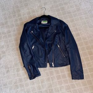 Anthropologie Leather Jacket - Steel Blue